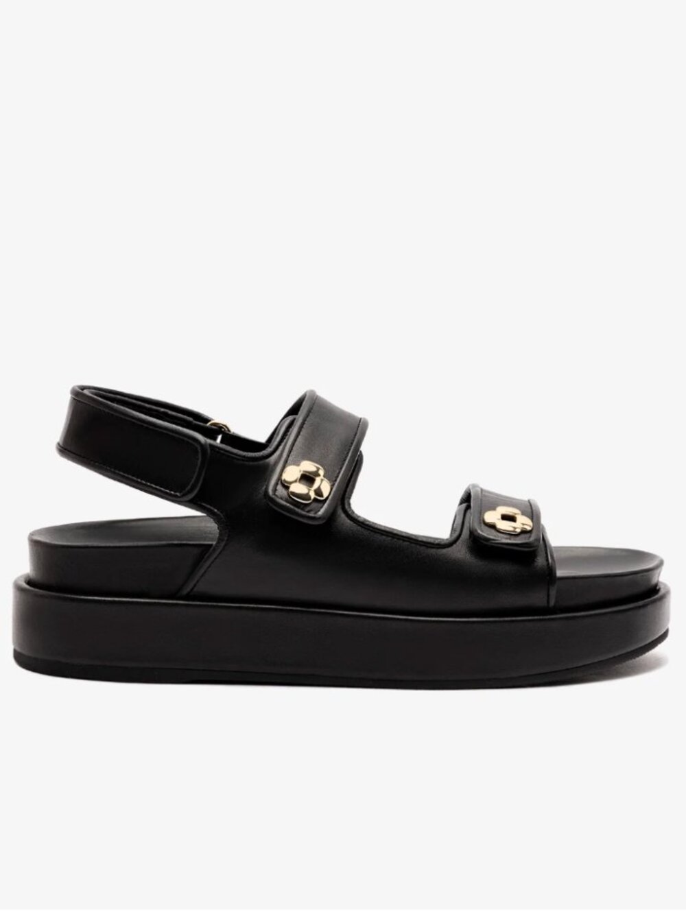 Larroude- Jetty Sandal in Black Leather